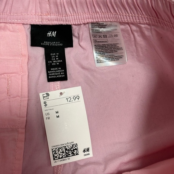 Women’s H&M Medium Shorts Khakis Chino Pink Elastic Waistband Drawstring NWT - Picture 7 of 11